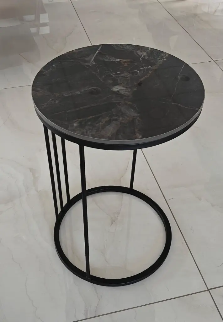 Round Coffee Table 38CM Black Ceramic 