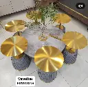 طاولة وسطى + ٦ طاولات تقديم فولاذية