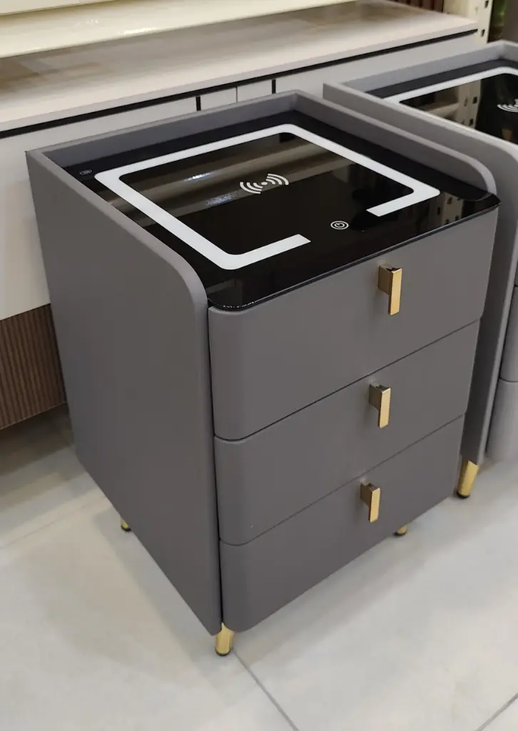 Dark Grey Side Bed Cabinet