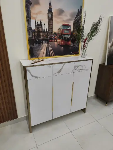 [D202-1] Shoe Cabinet Off-White 120cm