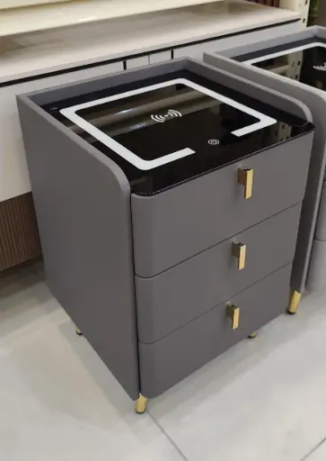 [Pinzhi F043-40 Dark Grey] Dark Grey Side Bed Cabinet